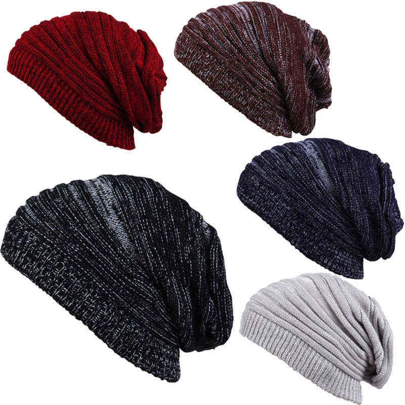 Höst och vinter Kvinnor Lång Stacking Hat Mössor Vuxen Unisex Woolen Knithattar Damer Varm Stapel Hattar Öronlock Woolen Hat Y21111