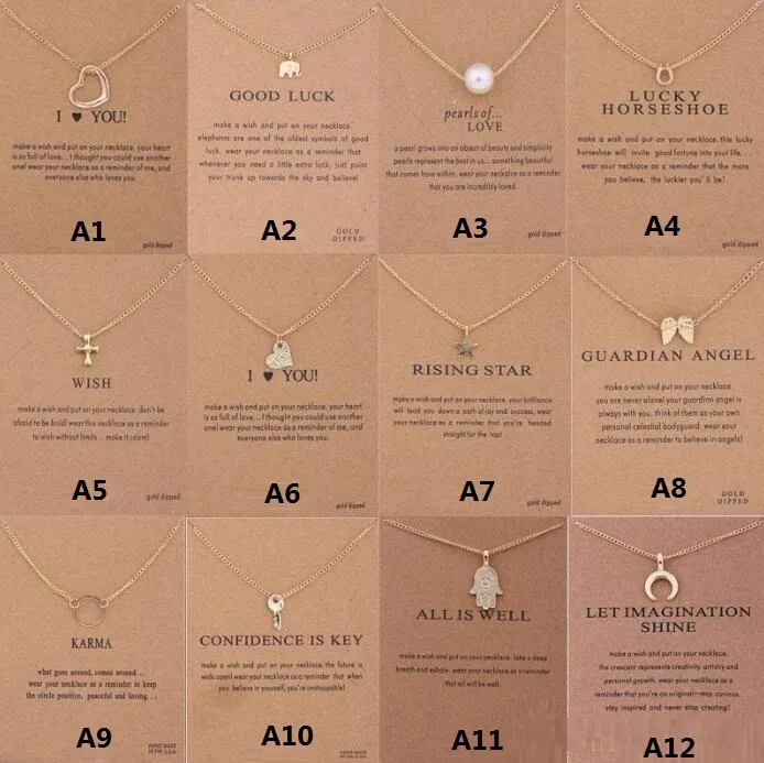 12 stili nuovo arrivo collana dogeared con carta regalo elefante perla amore ali croce chiave segno zodiacale ciondolo per gioielli moda donna