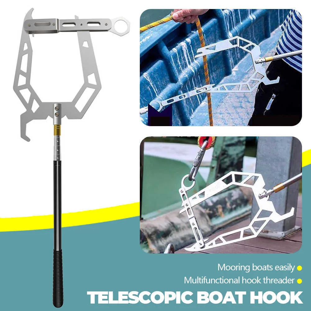 Carbon Fiber Telescopic Boat Hook Threader - Easy Mooring and Trolling with  Reel, Telescope and U-Type Threading for Fishing - Compact Design
