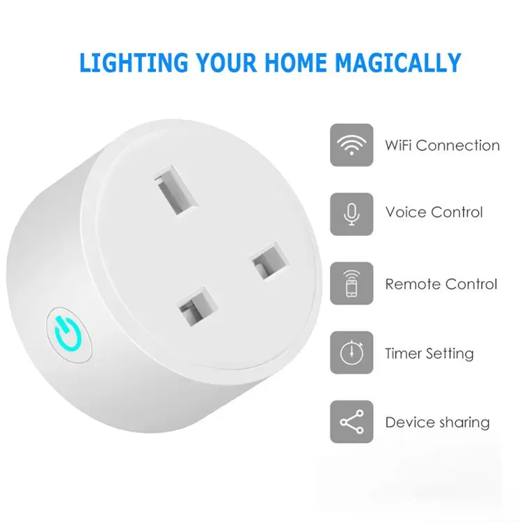 16a UK EU Smart Power Plug With Alexa, Google Hem Audio Voice Wireless Control, 2.4g WiFi-uttagsutloppsstöd Android iOS-telefon