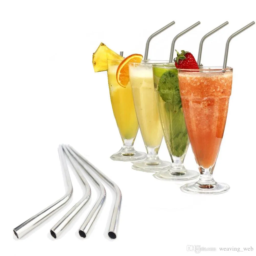 Reusable cup Straw Stainless Steel Drinking Straws 8.5-10.5 inch For Cups bent straight straws Sip Well Tumbler Straw Brush