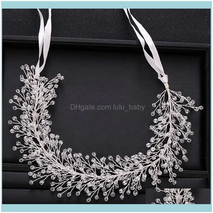 المجوهرات يدويًا الزفاف المصنوع يدويًا Aessories Sier Color Baroque Rhinestone Crystal Bridal Tiara Hair Band Band Jewelry Drop Drop 2