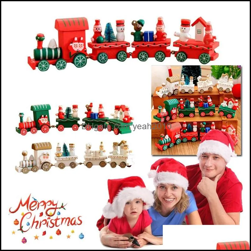 Christmas Wooden Little Train Decoration Xmas Gifts Toys Cute Creative