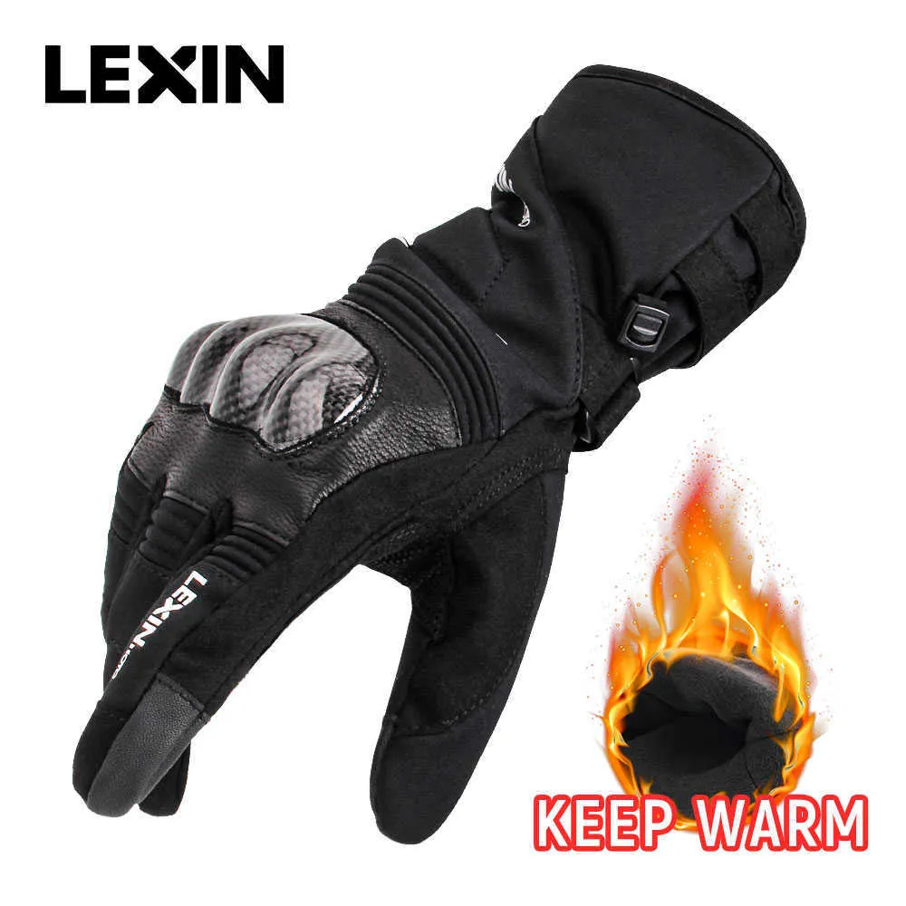 Guanti da moto invernali impermeabili Lexin per la guida Touch screen con dita intere Design in velcro Mantieni caldi Guanti morbidi unisex Moto H1022