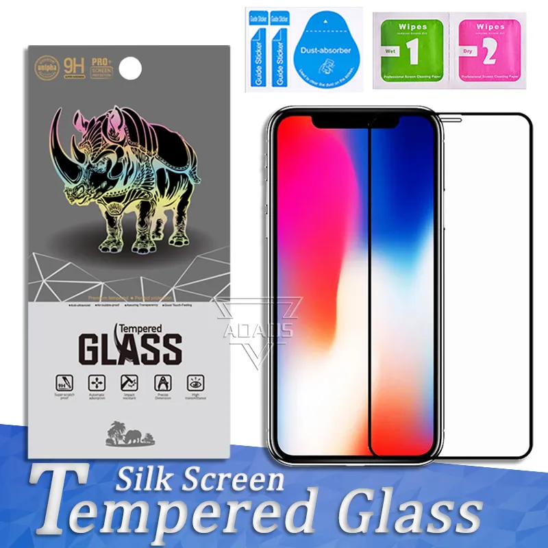 Screenprotector Film Zeefdruk Gehard Glas voor iPhone15 14 Pro Max 13 mini 12 11 XS met doos