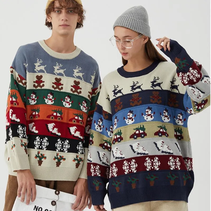 Heren Sweaters Zazomde Heren Hip Hop Gebreide Jumper Kerst Elk Snowman Streetwear Harajuku Mode Knitwear Paar Pullovers