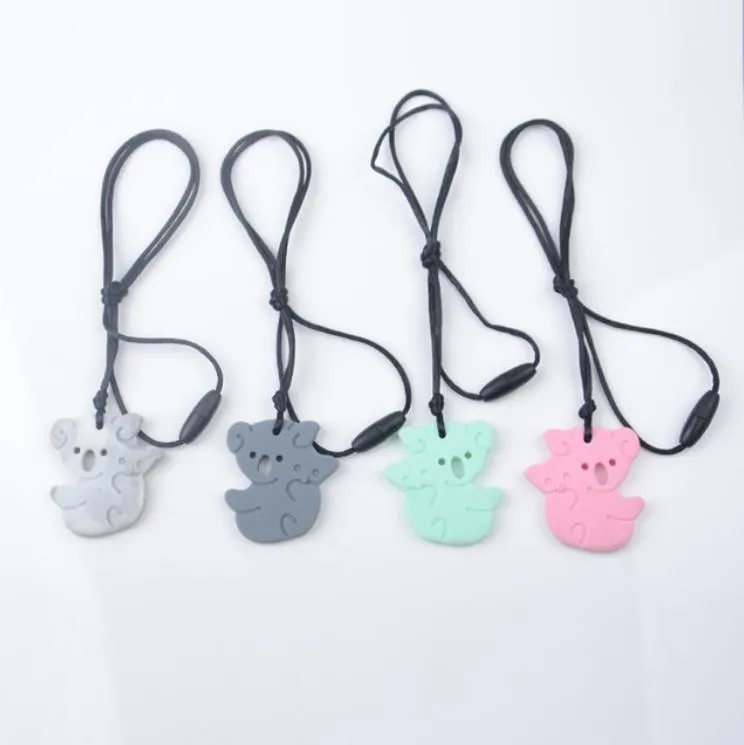 Baby Taters Silicone Koala Tandjes Ketting Chewable Hanger Charm Toys Chew Toy Nursing Tool BPA Free 4 Colors DW5800