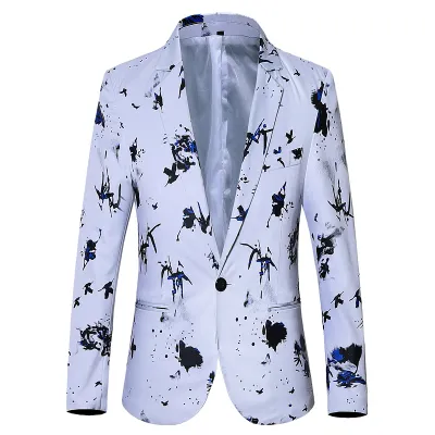 Luxury Mens Luxury Floral Printed Suit Blazers Night Club Stage Wedding Single Breasted Jacket Ternos Masculino Luxo 5xl 6xl