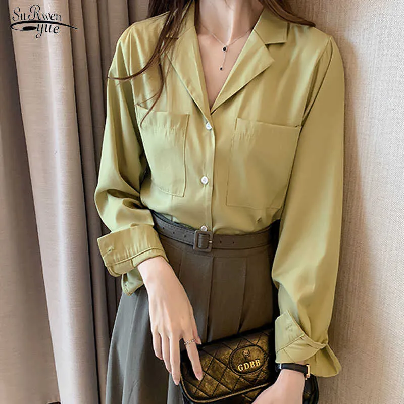 Fashion Plus Size Women Tops Blouse Blusas Casual Long Sleeve Blouse Loose Solid Shirts Notched Office Lady Clothes 8875 210527