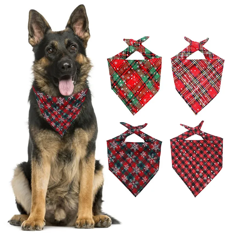 Natale Pet Dog Abbigliamento Bandana Cani di cotone Fiocco di neve Sciarpa Bavaglino Collare Animali domestici Cucciolo Sciarpe triangolari Decorazione natalizia Forniture BH5440 WLY