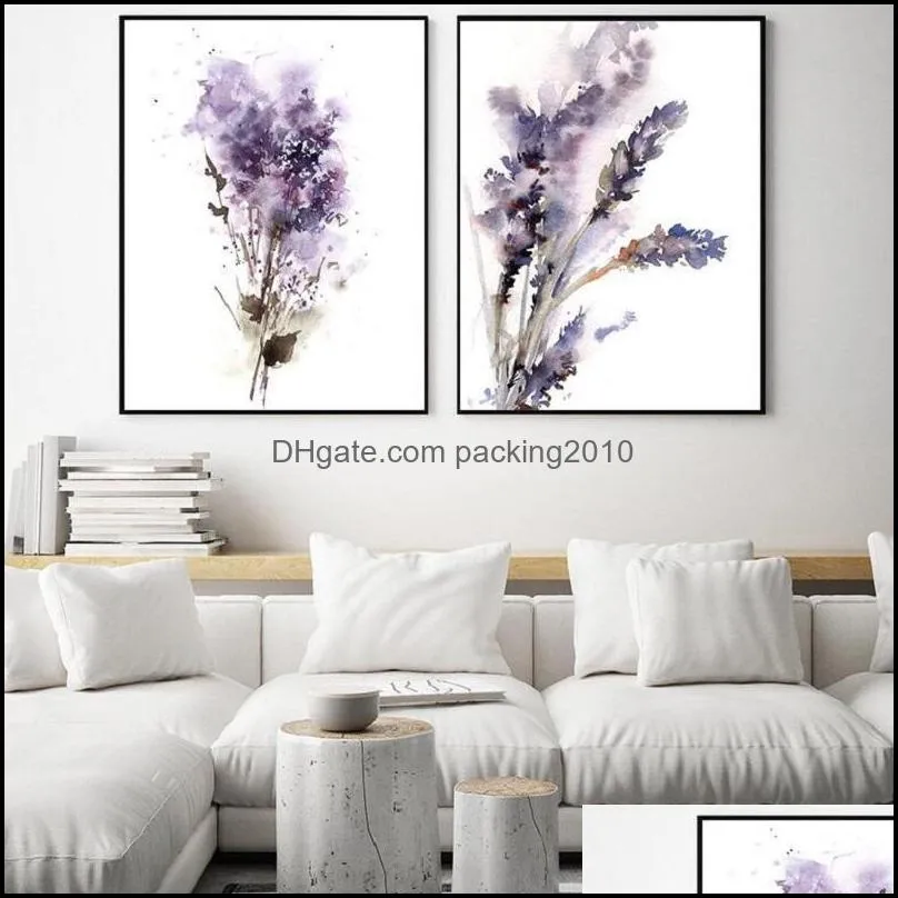 Botanical Purple Lavender and Lilac Prints Flowers Wall Art Decor Canvas Painting For Abstract Posters Room Decor