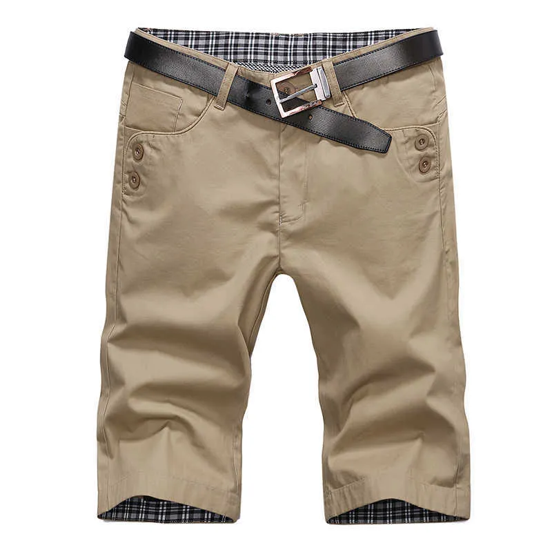 Män raka shorts sommar bomull knä längd smart chinos vintage s Bermuda masculina plus storlek 210714