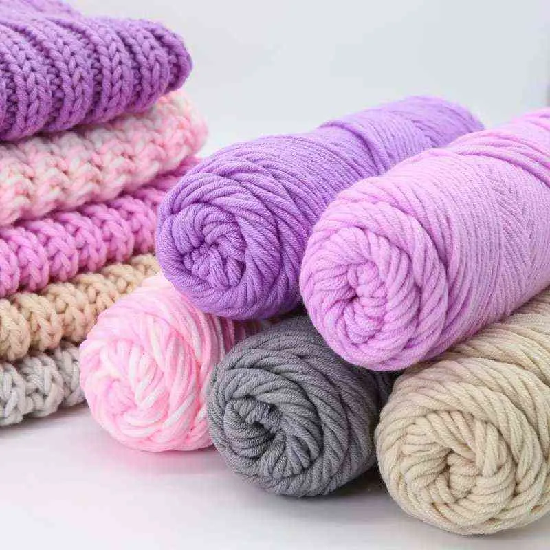 1PC 100g / pcs Chunky Fil À Tricoter Mélanges De Laine pour Tricoter À La Main Écharpe Chandail Couverture Chapeaux Doux Fil Crochet Coton Jouets DIY Lignes Y211129