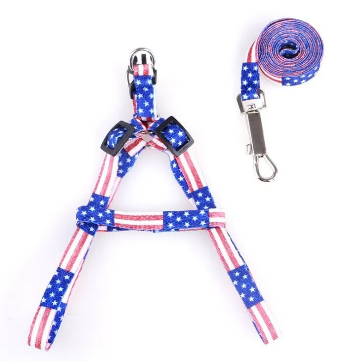 Dog Harness Leashes Nylon Printed Adjustable Pet Dog Collar Puppy Cat Animals Accessories DH9587