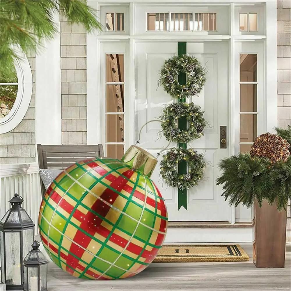 Boule De Noël Gonflable Géante 60cm - Décoration Extérieure PVC Bleu, Imperméable, Pour Jardin Ou Terrasse - 9
