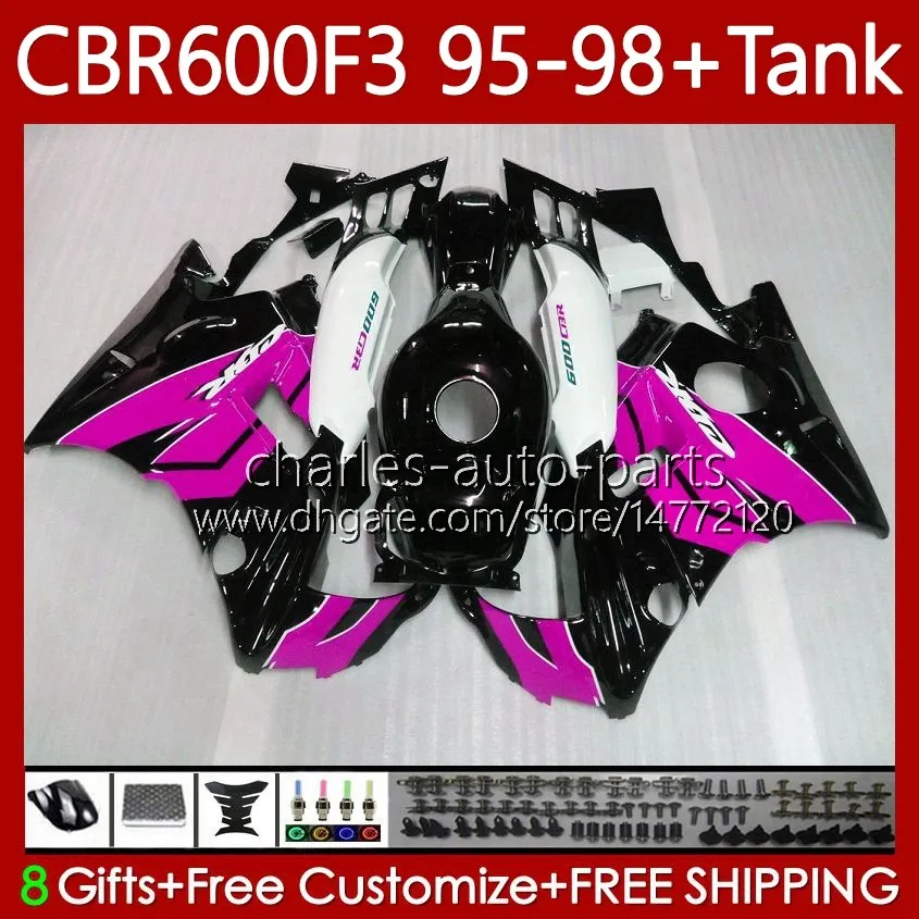 Bodywork +Tank For HONDA CBR600F3 600CC 600FS 95-98 Rose black Body 64No.169 CBR 600 600F3 CBR600 F3 FS CC 1995 1996 1997 1998 CBR600FS CBR600-F3 95 96 97 98 Fairing Kit