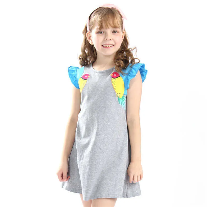Прыжки метров летом принцесса птицы детские девочки платья животных аппликация милые детские блок малыша костюм платье детей 210529