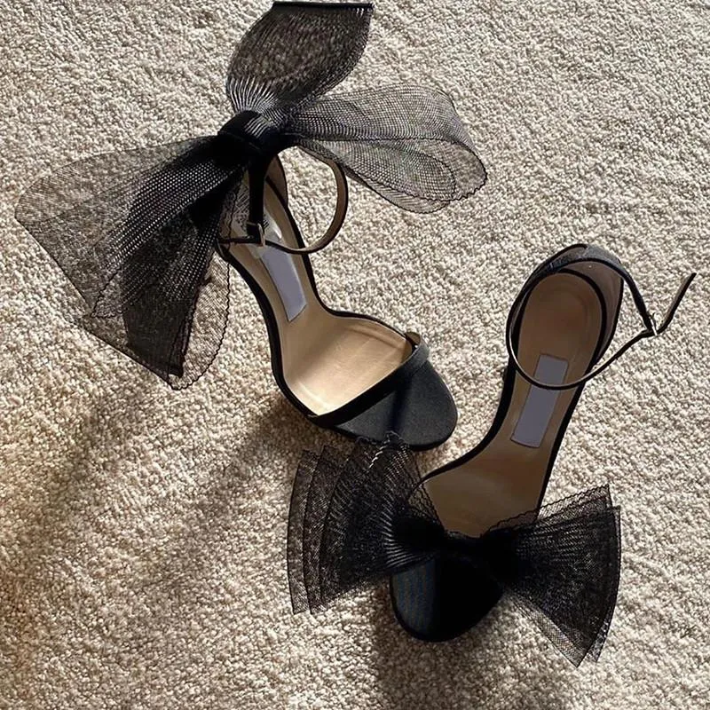 Bow-Tie Sandals Wedding Ribbon High Heel Fairy Shoes Party Women Shoes Elegant Ladies Fashion Female Ny High Heels