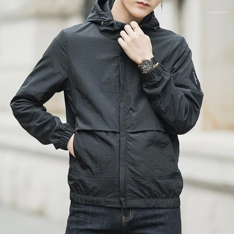 Jaquetas masculinas esportivas com capuz masculino sólido casual simples e casacos plus size slim fit preto chamarra hombre man CC50JK1