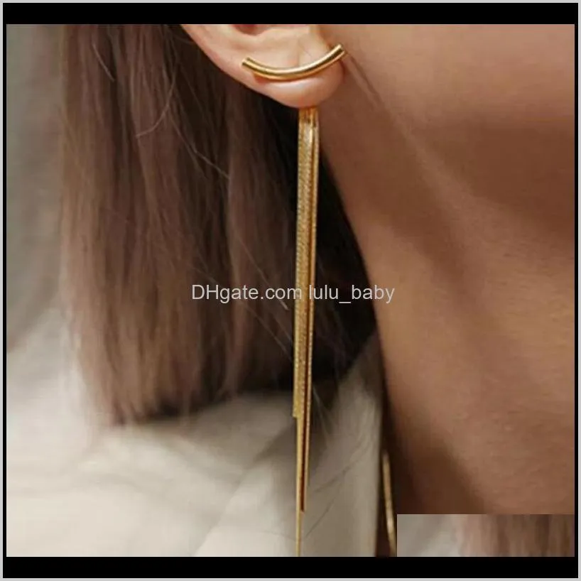 Dangle & Chandelier Arrival Long Tassel Stud For Women Girl Unique Design Creative Snake Bone Metal Gold Earrings Female Jewelry Drop Delive