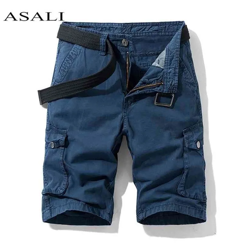 Sommer Cargo Shorts Militär Baumwolle Casual Männliche Armee Camouflage Männer Lose Arbeit Kurze Hosen Overalls Hosen 210716