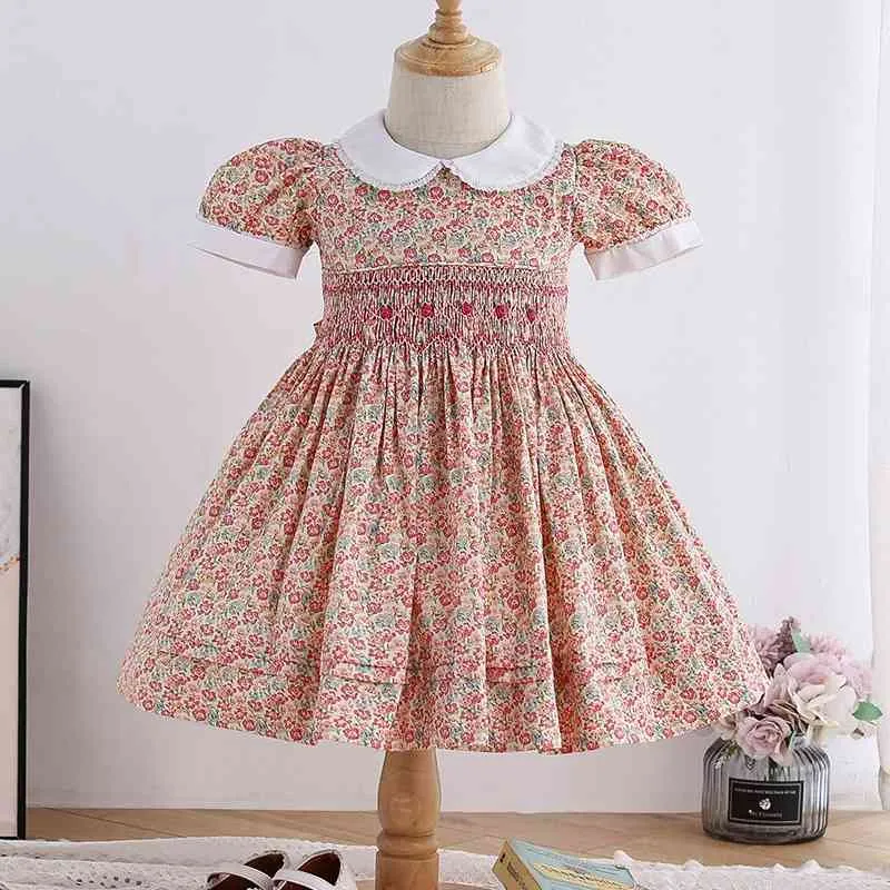 Девочка девочка, ударенное цветочное платье млачно-улосительная одежда детская испанская бутическая одежда девочки Испания ручной работы платья 210615