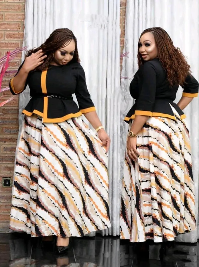 Etnik Giyim Artı Boyutu Elbiseler Kadınlar Için Sonbahar Afrika Kısa Kollu Baskı Uzun Elbise Dashiki Giysileri 6XL