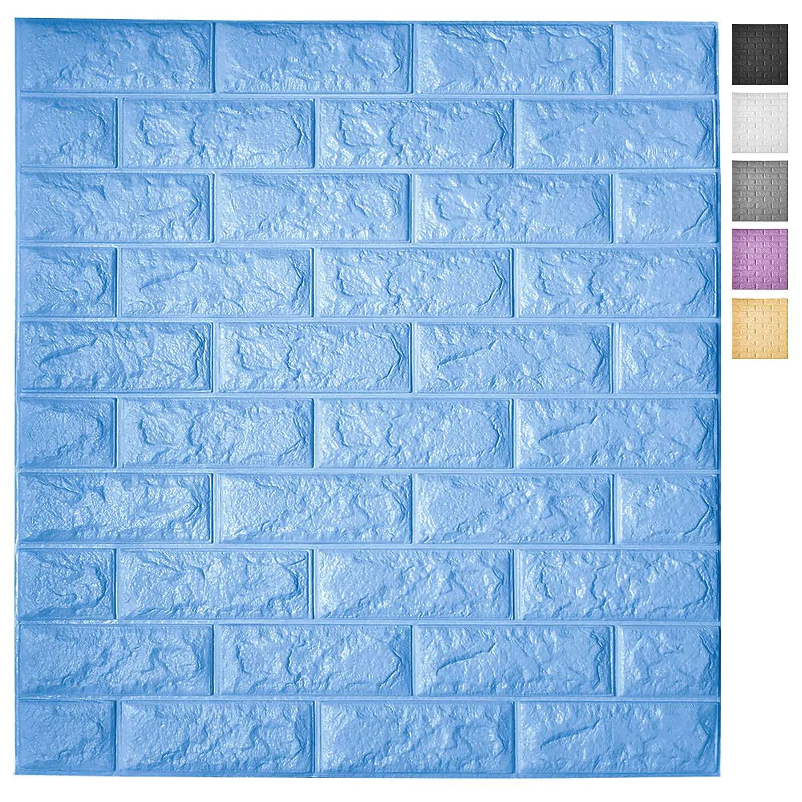 Art3d 5-Pack Peel en Stick 3D Wallpaper Panelen voor Interieur Wall Decor Zelfklevende Schuim Bakstenen Wallpapers In Blue, Covers 29 Sq.ft