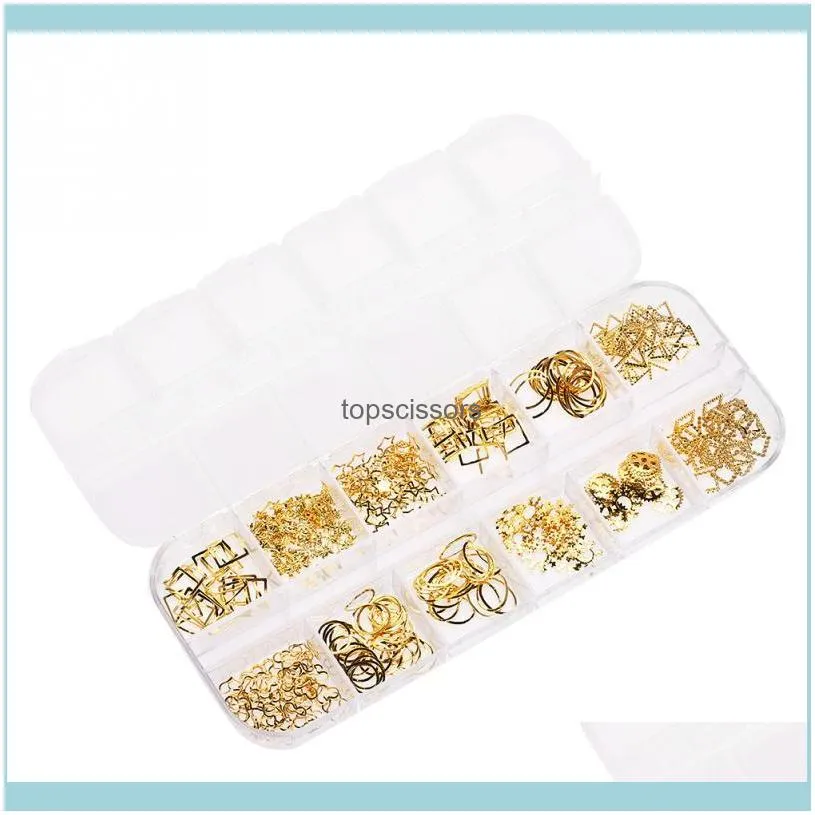 Nail Decoration 12 Grid Mixed Style Art Metal Shell Star Studs Chain Nails DIY Accessories Tool1