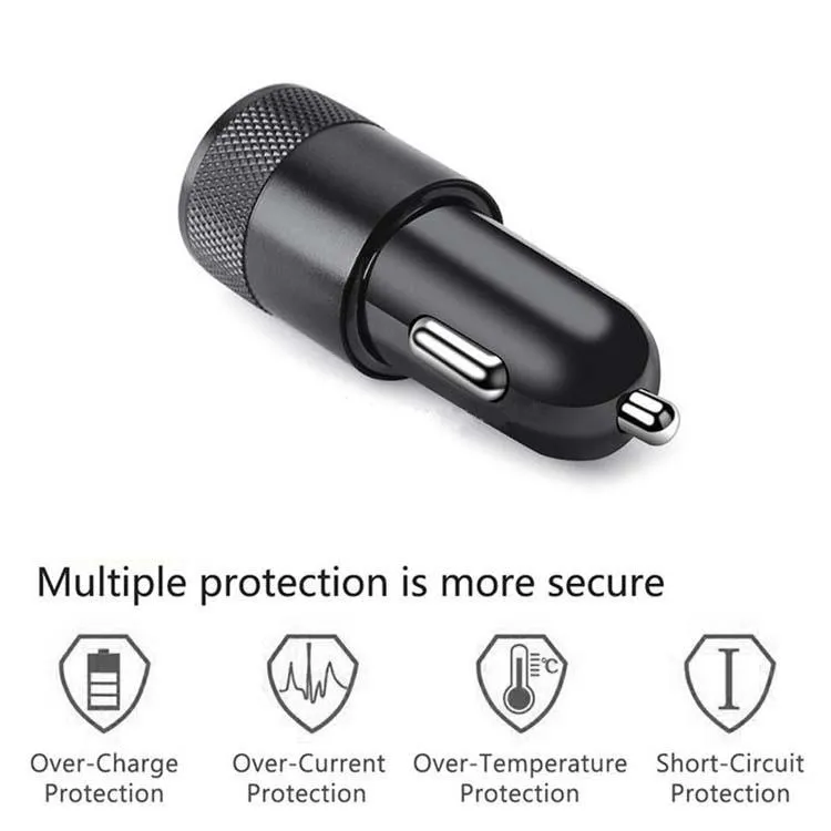 Billaddare Mini Adapter 3.1A Dubbel USB 2-port för iPhone 8 x 7 Plus Samsung Galaxy S4 S5 med OPP-paket