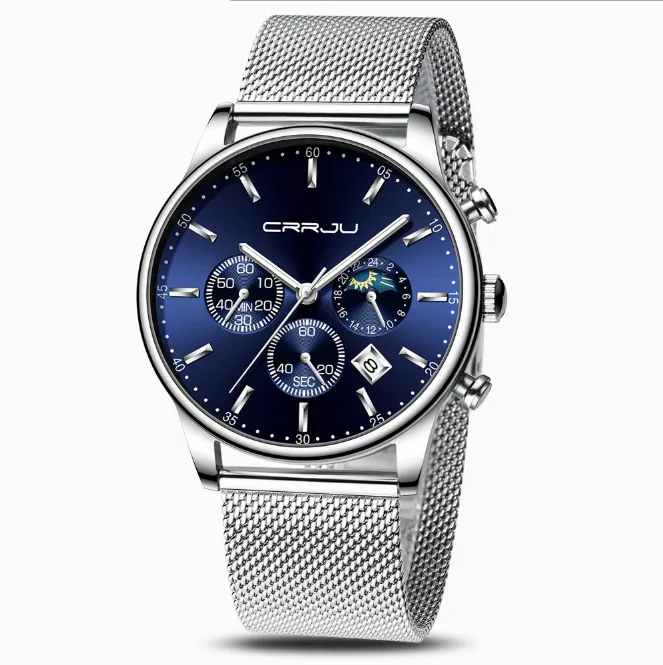 CRRJU 2266 Quartz Mens Watch Hot Selling Castary Personality Gentlemens Watchesファッション人気の学生腕時計卸売