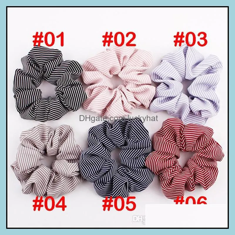 18 style Scrunchies headband Large intestine Hair Ties Ropes Elastic Stripe hair band Girls Ponytail Holder hair accessories