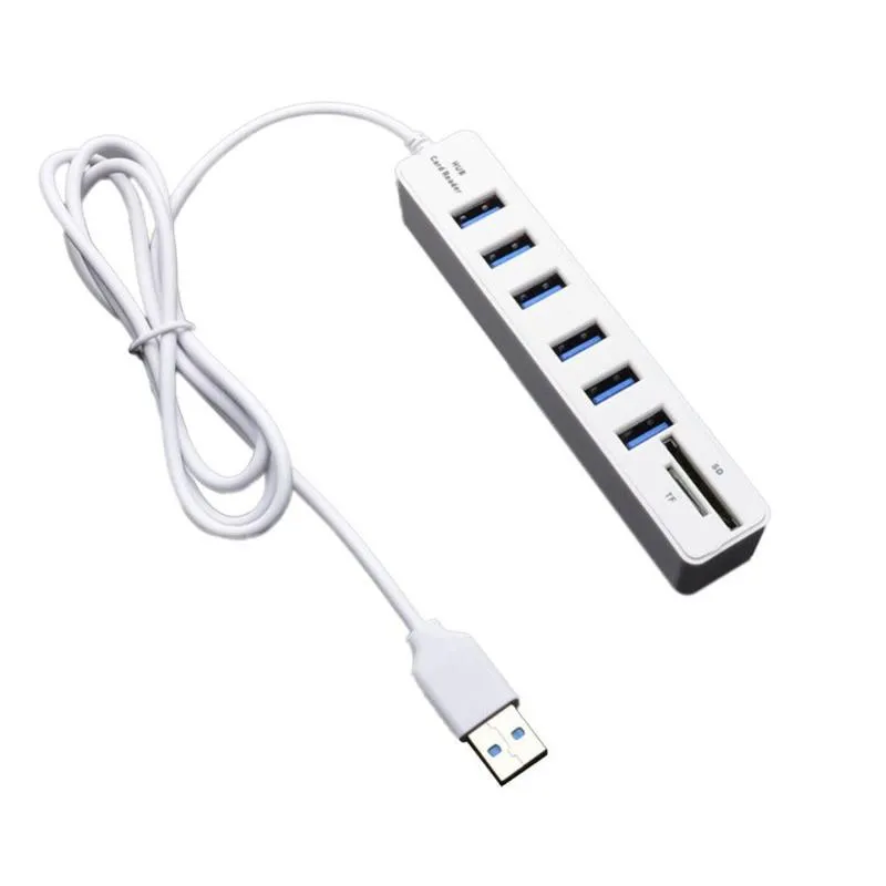 HUBS для PC Высокоскоростной 6 Порт Мини USB HUB Адаптер Splitter SD Card Reader