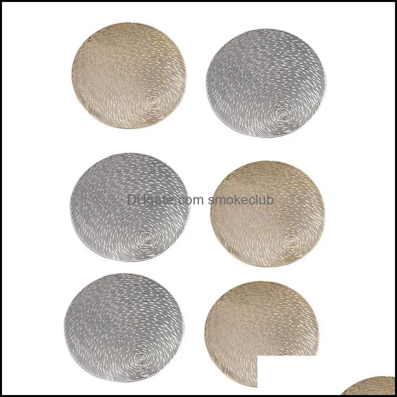 Mats & Pads 6 Pcs PVC Placemats Cutout Round Non Slip Dining Table HomeTable Decoration,Gold+Silver