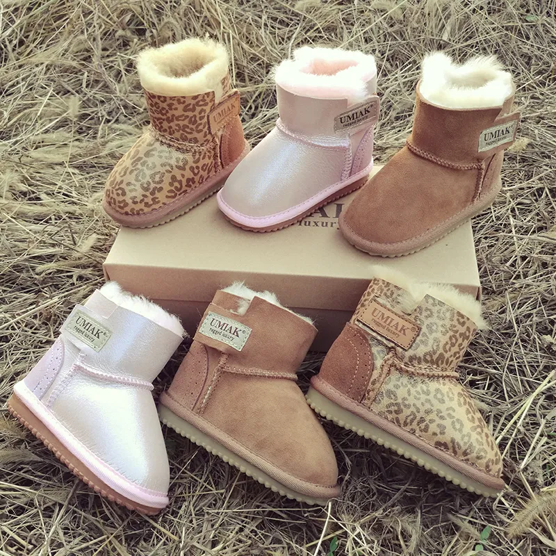 baby shoes winter boy and girls snow boot australian sheep fur kid's Keep warm and prevent slipping Sheepskin and wool material 210315