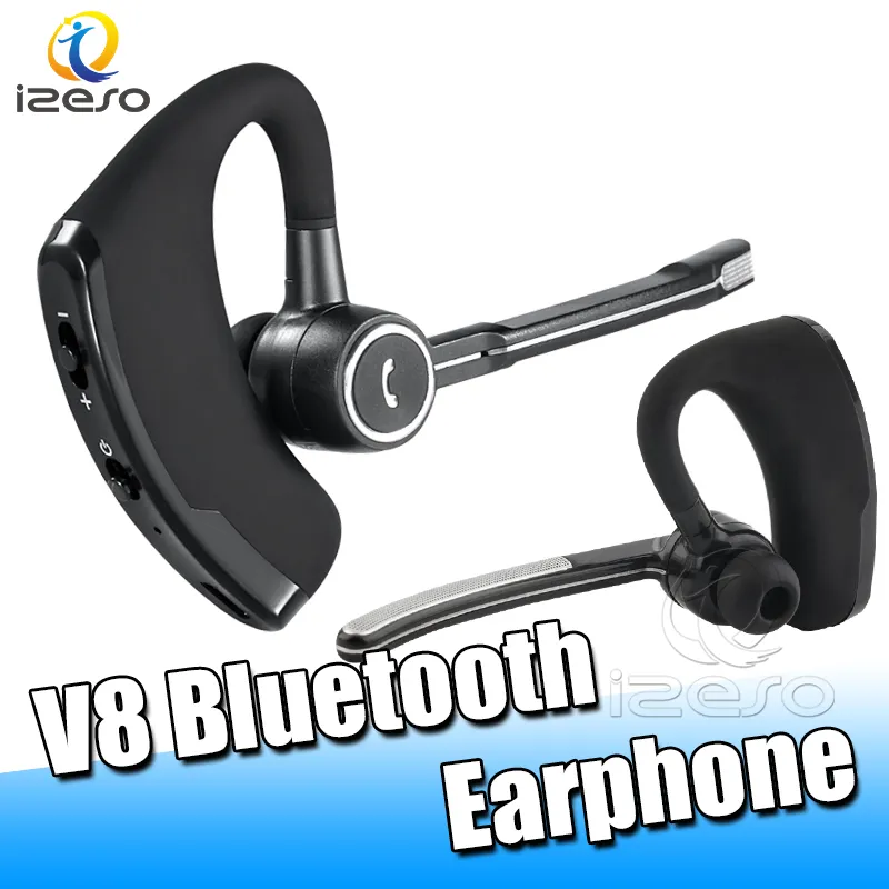 V8 Bluetooth-hörlurar Trådlösa hörlurar Business Handsfree Legend Stereo Trådlös bilhörlurar med MIC Volume Control Retail Box Izeso