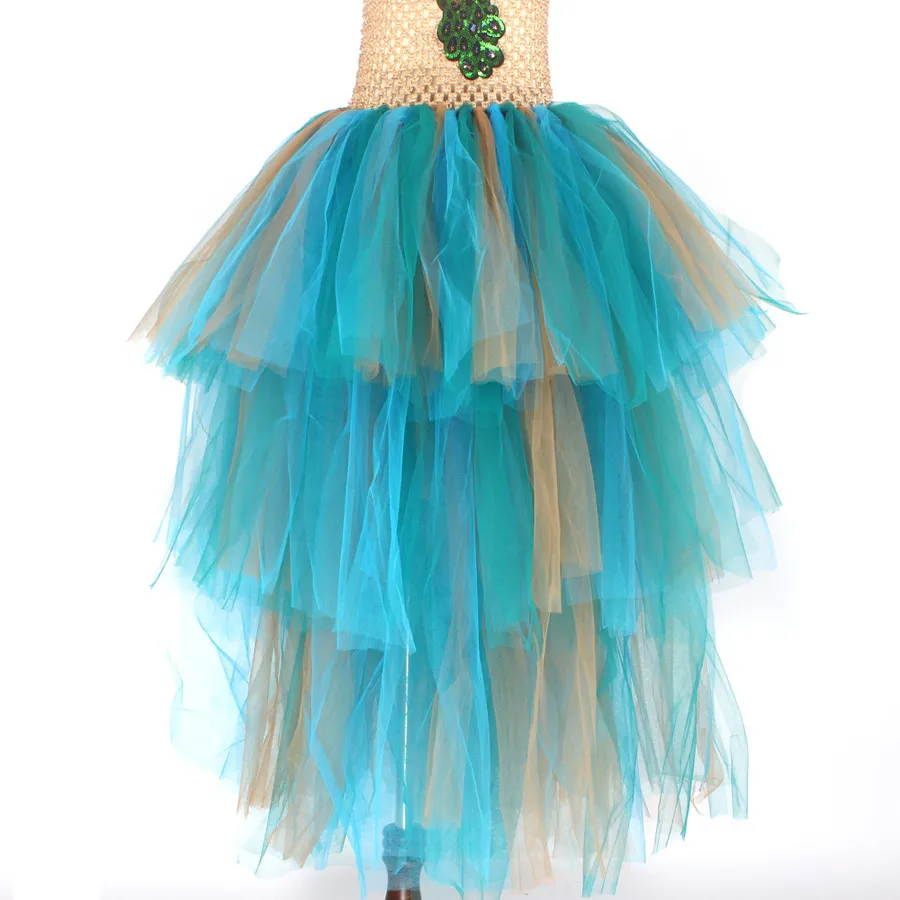 LIMITED EDITION Luxury Girls Peacock Tutu Dress with Matching Headband Multi-layer Kids Pageant Tulle Ball Gowns Peacock Costume (8)