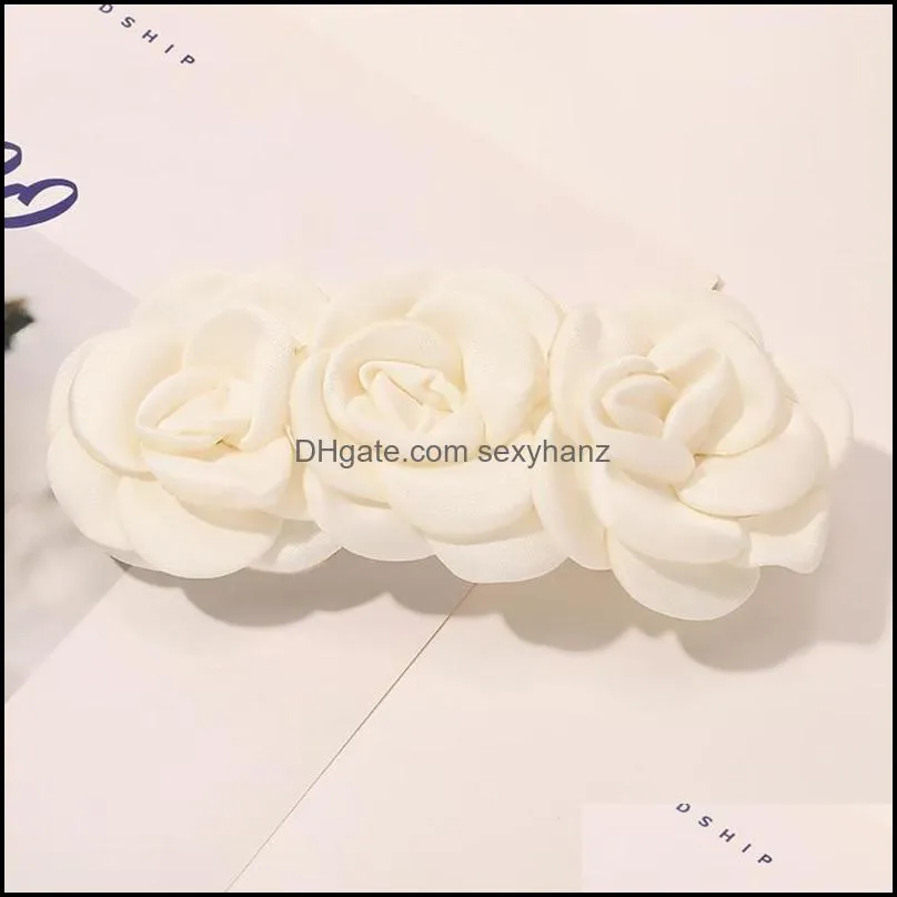 Hair Clips & Barrettes White Cloth Rose Rope IRetro Romantic Rregular Geometric Multi-Layer Petal Flower Clip For Women Party Jewelry