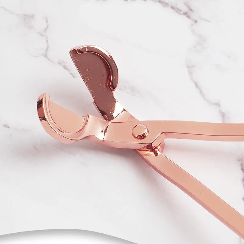 Candle Wick Trimmer Stainless Steel Candle Scissors Trim Wicks Clipper Cutter Snuffer Extinguisher Round head 18cm Rose Gold Silver HY0269