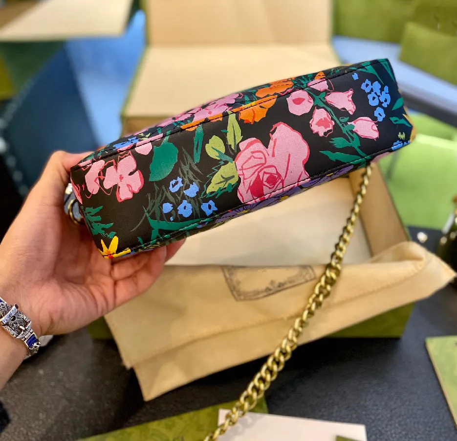Fashion Messenger Bags with Colorful Floral Print Designer ChainBag Trendy Temperament Women`s Shoulder Bag WF2103052