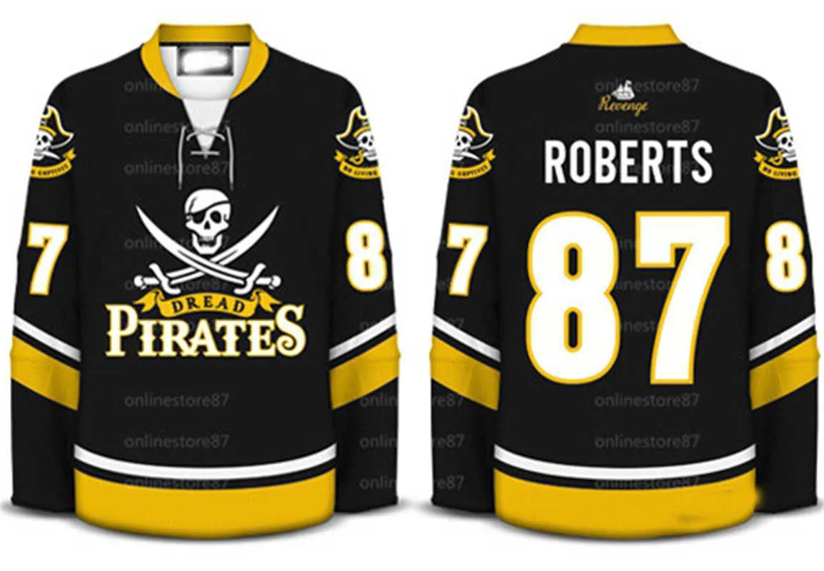 Le maillot VinThe Dread Pirates ROBERTS aura des rayures brodées et un nom et un numéro sur mesure et cousus.