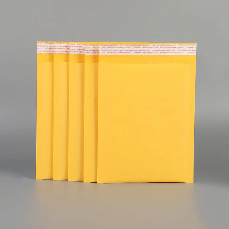 12 * 16 + 4 cm 4,72 "* 6,29" Sacs d'emballage à bulles en papier kraft jaune Emballage de livraison Sac d'expédition Pochettes de colis de courrier Express Mousse Evenlopes