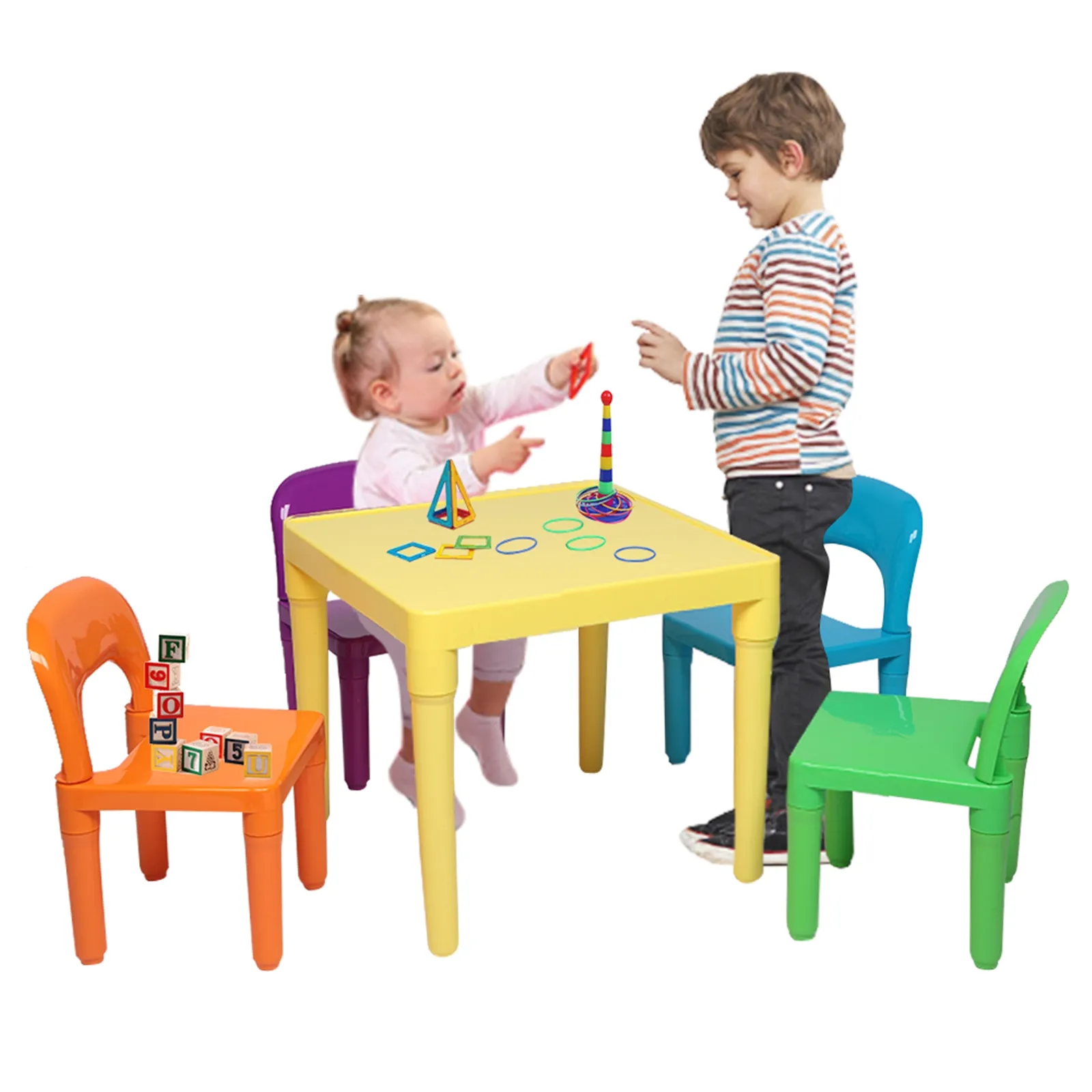 Waco Peuter Kid En 4 Stoelen Set, Kinderen Kleurrijke Play Arts Crafts Dining Tafels Plastic Activiteiten Meubels Voorraad In VS Van 60,31 € | DHgate
