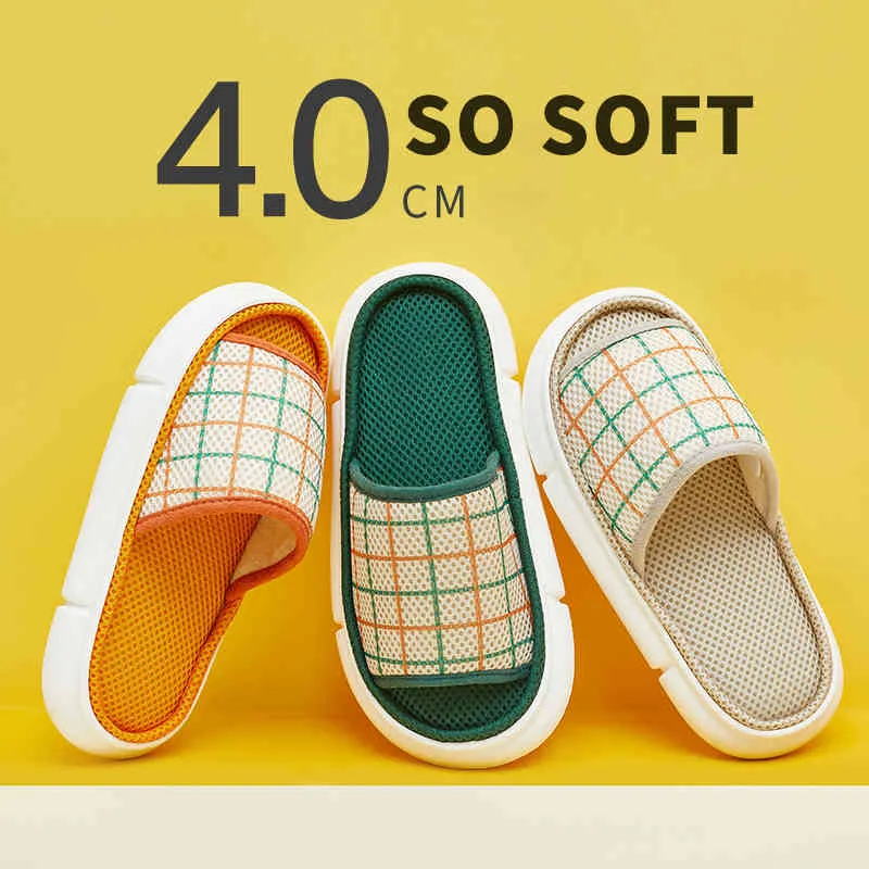 UTUNE Mesh cloth Slippers Women Indoor Platform Shoes Soft EVA Non-slip Summer Shoes Ins Spring Autumn Plaid Slides Men Sandals K722