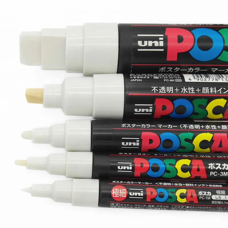 Wholesale UNI Posca Paint Markers On Glass Set Mixed Mark 5 Sizes Each With  1 Pen PC 1M/3M, 5M 17K Ideal For POP Poster Advertising 210705 From Xue10,  $28.18