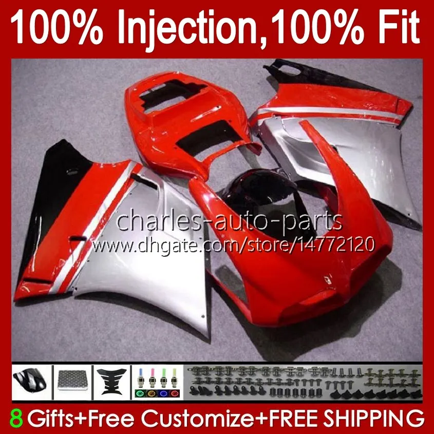 Injection Kit For DUCATI 748R 916R 996R Silver red 998R 42No.107 748 853 916 996 998 S R 1994 1995 1996 1997 1998 748S 853S 916S 996S 998S 1999 2000 2001 2002 OEM Fairing