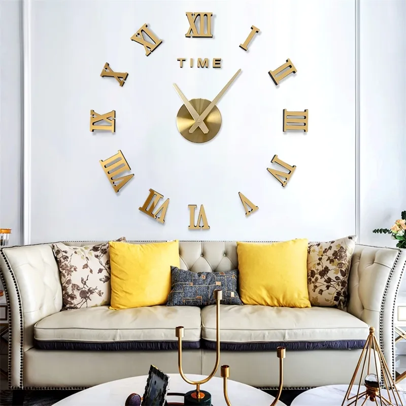 Dicor DIY relógio de parede Numerais romanos, fácil de montar, design moderno, usado para decorar a parede vazia, como casa, escritório, hotel 210310