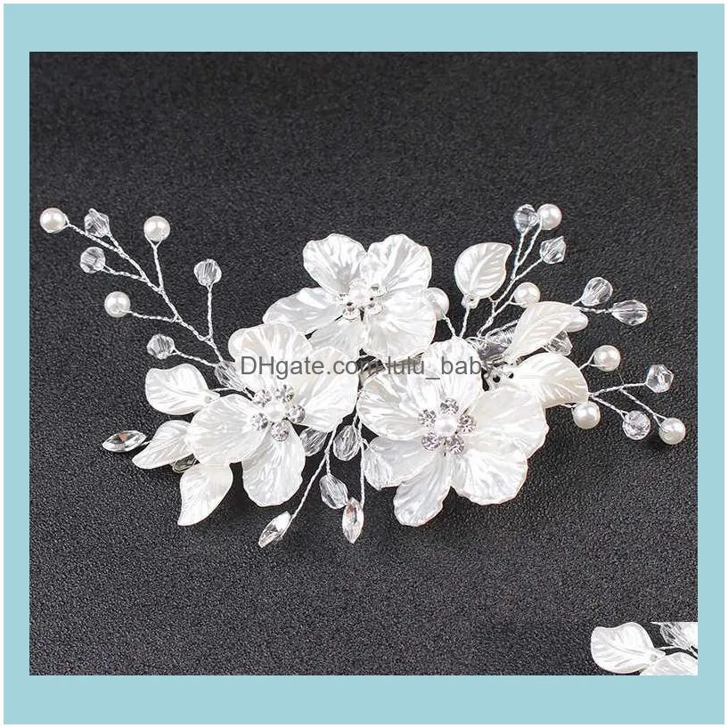 Le Liin Bridal Crystal Pearl Flower Clip Floral Style Barrette Bride Jewelry Bridesmaid Wedding Hair Accessories