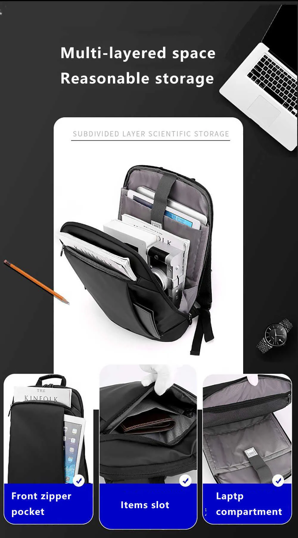 IKE MARTI-mochila fina para ordenador portátil para hombre y mujer, bolsa  de trabajo de oficina de 15,6 pulgadas, bolsa de negocios, negra, Unisex -  AliExpress