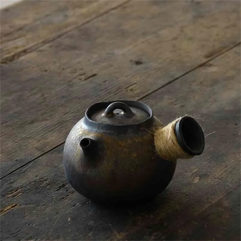 Luwu Japonais Céramique Kyusu Théières Chinois Kung Fu Tea Pot Drinkware 200ml 210724